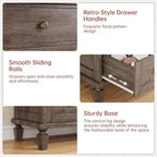 Comò Vintage a 6 Cassetti con Gambe Affusolate, Cassettiera Alta in Legno per Camera da Letto, Soggiorno o Ingresso, Finitura in Legno Invecchiato