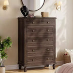 Vintage 6-Drawer Dresser with Tapered Legs, Tall Wooden Chest for Bedroom, Living Room, or Entryway, Distressed Wood Finish