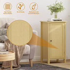 Comodino da Fattoria con Anta in Rattan, Tavolino con Accenti Naturali e Contenitore - Comodino Moderno Compatto con Gambe in Legno, Facile Montaggio per la Camera da Letto