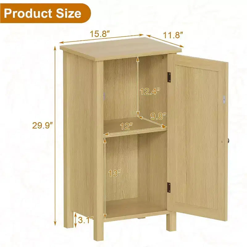 Comodino da Fattoria con Anta in Rattan, Tavolino con Accenti Naturali e Contenitore - Comodino Moderno Compatto con Gambe in Legno, Facile Montaggio per la Camera da Letto