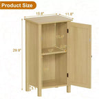 Comodino da Fattoria con Anta in Rattan, Tavolino con Accenti Naturali e Contenitore - Comodino Moderno Compatto con Gambe in Legno, Facile Montaggio per la Camera da Letto
