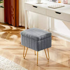 Ottoman Trucco Imbottito in Ecopelliccia Zeus & Ruta, 4 Gambe in Metallo con Piedini Antiscivolo Regolabili e Contenitore