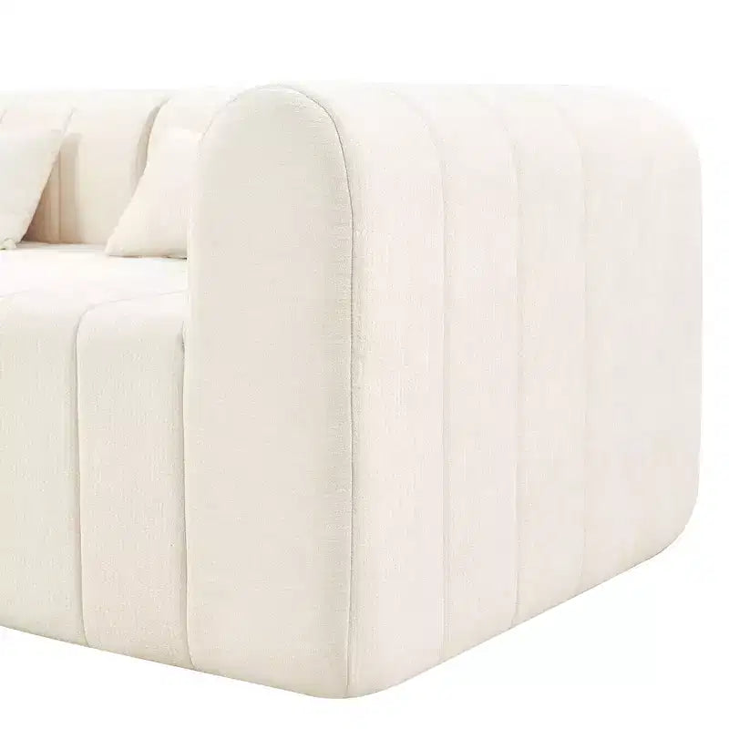 Divano componibile da 369,6 cm con rivestimento in poliestere beige, 4 pezzi, per soggiorno