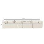 Divano componibile da 369,6 cm con rivestimento in poliestere beige, 4 pezzi, per soggiorno