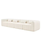 Divano componibile da 369,6 cm con rivestimento in poliestere beige, 4 pezzi, per soggiorno