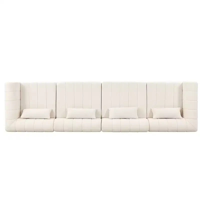 Divano componibile da 369,6 cm con rivestimento in poliestere beige, 4 pezzi, per soggiorno