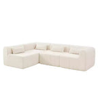 Divano componibile da 369,6 cm con rivestimento in poliestere beige, 4 pezzi, per soggiorno