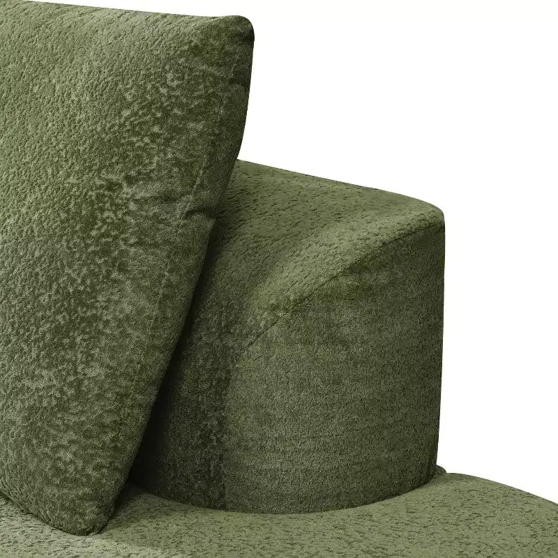 Divano sezionale curvo moderno da 116 pollici con chaise longue, rivestimento Pearl, per soggiorno