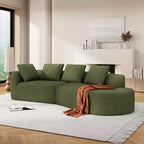 Divano sezionale curvo moderno da 116 pollici con chaise longue, rivestimento Pearl, per soggiorno