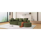 Divano sezionale curvo moderno da 116 pollici con chaise longue, rivestimento Pearl, per soggiorno