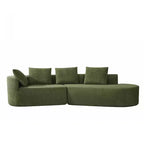 Divano sezionale curvo moderno da 116 pollici con chaise longue, rivestimento Pearl, per soggiorno