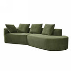 Divano sezionale curvo moderno da 116 pollici con chaise longue, rivestimento Pearl, per soggiorno