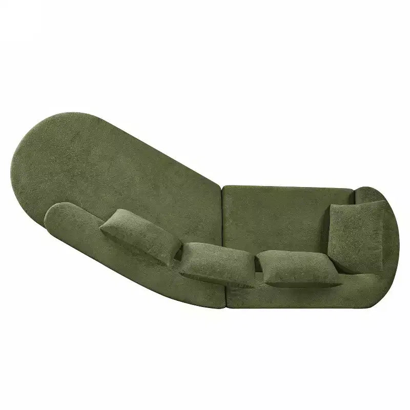 Divano sezionale curvo moderno da 116 pollici con chaise longue, rivestimento Pearl, per soggiorno