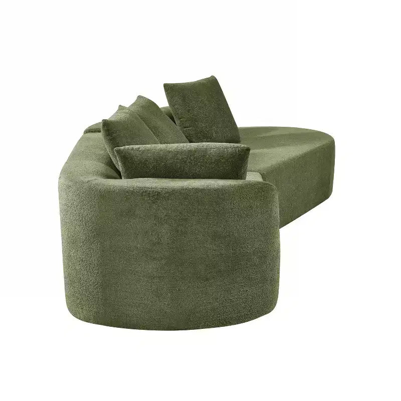 Divano sezionale curvo moderno da 116 pollici con chaise longue, rivestimento Pearl, per soggiorno