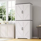 Dispensa a mobile da cucina in stile rustico da 69 pollici con 4 ante e 2 ripiani regolabili, armadio da dispensa indipendente per sala da pranzo, soggiorno o cucina