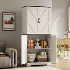 Dispensa a mobile da cucina in stile rustico da 69 pollici con 4 ante e 2 ripiani regolabili, armadio da dispensa indipendente per sala da pranzo, soggiorno o cucina