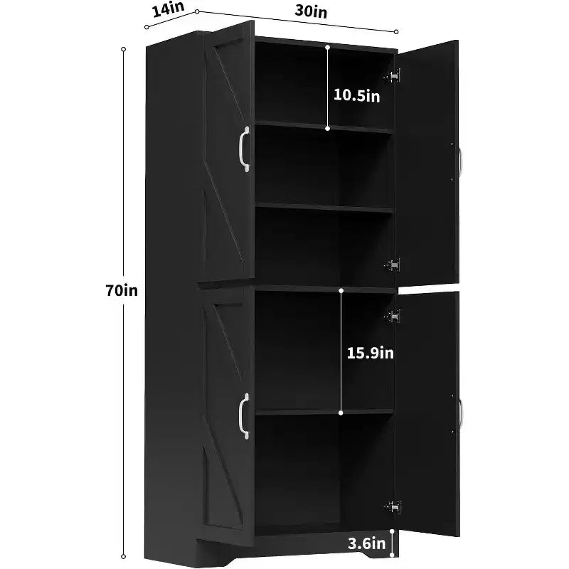 Dispensa a mobile da cucina in stile rustico da 69 pollici con 4 ante e 2 ripiani regolabili, armadio da dispensa indipendente per sala da pranzo, soggiorno o cucina
