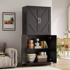 Dispensa a mobile da cucina in stile rustico da 69 pollici con 4 ante e 2 ripiani regolabili, armadio da dispensa indipendente per sala da pranzo, soggiorno o cucina