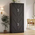 69 Farmhouse Kitchen Pantry Cabinet with 4 Doors & 2 Adjustable Shelves, Freestanding Storage Cupboard for Dining Room, Living Room, or Kitchen