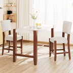 3-Piece Counter Height Dining Set with Faux Marble Table and 2 Upholstered Chairs, for Pub Kitchen or Small Space