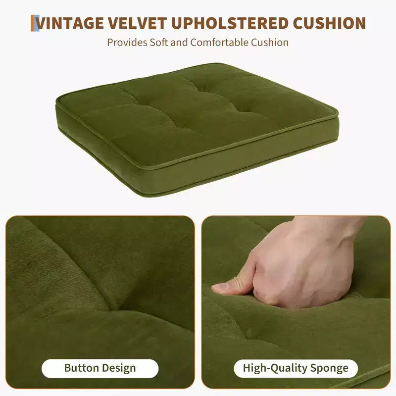 Set di 2 sedie da pranzo, sedile in velluto e schienale in rattan intrecciato - Sedie da cucina con schienale alto in canna e gambe in legno per sala da pranzo o cucina - Verdi