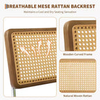 Set di 2 sedie da pranzo, sedile in velluto e schienale in rattan intrecciato - Sedie da cucina con schienale alto in canna e gambe in legno per sala da pranzo o cucina - Verdi
