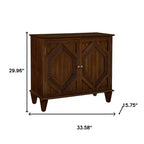HomeRoots, mobile accentato marrone in legno scolpito, con due ante, 34"