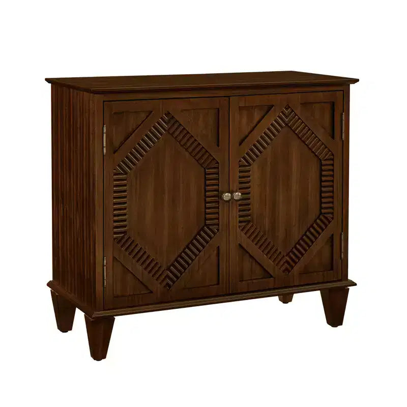 HomeRoots, mobile accentato marrone in legno scolpito, con due ante, 34"