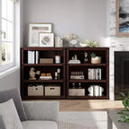 Libreria moderna in legno da terra con mensole aperte, mobile contenitore per casa, ufficio, biblioteca, soggiorno