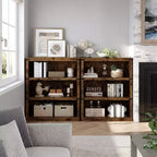 Libreria moderna in legno da terra con mensole aperte, mobile contenitore per casa, ufficio, biblioteca, soggiorno