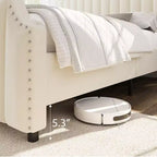 Struttura Letto Imbottita California King con Testiera Pediera e Doghe in Legno, Nessun Box Spring Richiesto