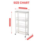 Carrello a 4 Livelli Pieghevole per Cucina, Organizzatore e Contenitore con Cesti, Carrello da Dispensa con Ruote per Frutta, Patate, Verdura, Snack