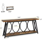 Lantine Consolle da ingresso lunga 180 cm, tavolo da divano industriale a 2 livelli per soggiorno, ingresso, corridoio, marrone e nero