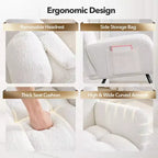 Set di 2 moderne sedie a dondolo imbottite con schienale alto e tasca laterale per soggiorno/camera da letto/cameretta/ufficio