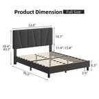 Telaio letto imbottito Acekool con testiera regolabile in velluto, doghe in legno, robusto supporto in metallo, non necessita di box spring