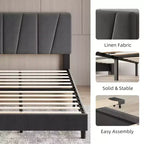 Telaio letto imbottito Acekool con testiera regolabile in velluto, doghe in legno, robusto supporto in metallo, non necessita di box spring