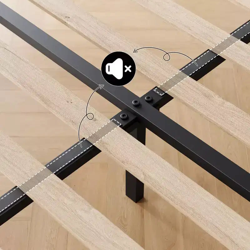 Telaio letto imbottito Acekool con testiera regolabile in velluto, doghe in legno, robusto supporto in metallo, non necessita di box spring