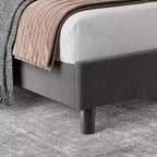 Telaio letto imbottito Acekool con testiera regolabile in velluto, doghe in legno, robusto supporto in metallo, non necessita di box spring