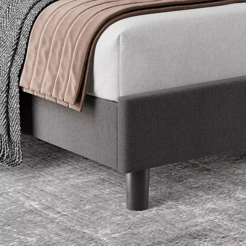 Telaio letto imbottito Acekool con testiera regolabile in velluto, doghe in legno, robusto supporto in metallo, non necessita di box spring