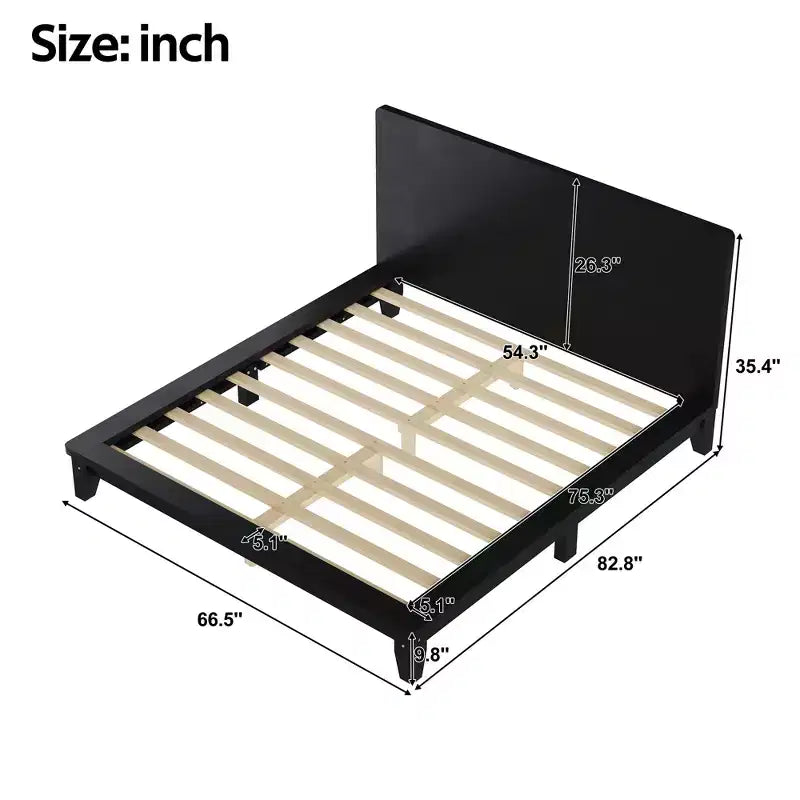 Struttura Letto con Testiera Full/Queen/King Size, Stile Moderno di Metà Secolo - ModernLuxe