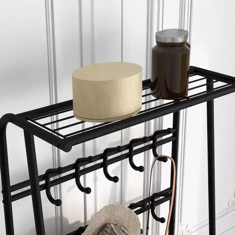 Appendiabiti da Ingresso con Panchina e Porta Scarpe, Panca da Ingresso 4 in 1 con Attaccapanni, Organizzatore per Corridoio con Struttura in Metallo per Ingresso, Soggiorno, Camera da Letto