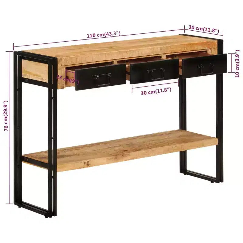 vidaXL Consolle Multicolore Legno massello di recupero, ferro Media