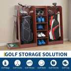Organizzatore porta sacche da golf in legno, capacità 2 sacche, porta mazze da golf premium da garage, facile da montare, regalo ideale per golfisti e mariti