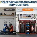 Organizzatore porta sacche da golf in legno, capacità 2 sacche, porta mazze da golf premium da garage, facile da montare, regalo ideale per golfisti e mariti