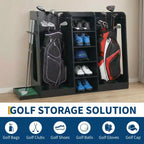 Organizzatore porta sacche da golf in legno, capacità 2 sacche, porta mazze da golf premium da garage, facile da montare, regalo ideale per golfisti e mariti