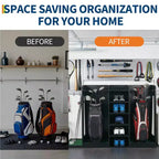 Organizzatore porta sacche da golf in legno, capacità 2 sacche, porta mazze da golf premium da garage, facile da montare, regalo ideale per golfisti e mariti