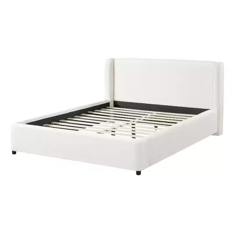 Christopher Knight Home Verona Letto a piattaforma imbottito in bouclé con testiera ad ali