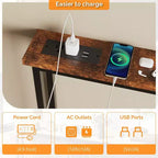 Karl Home Tavolino Divano Consolle Stretto 39,37'' con Prese di Corrente e Porta USB
