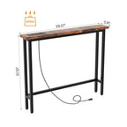 Karl Home Tavolino Divano Consolle Stretto 39,37'' con Prese di Corrente e Porta USB