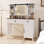 47in White Makeup Vanity Table with Storage, Compact Dressing Desk with Cabinets & Drawers for Bedroom Apartment Living Room